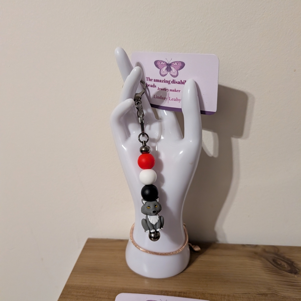 Wolf  Keychain with Beads